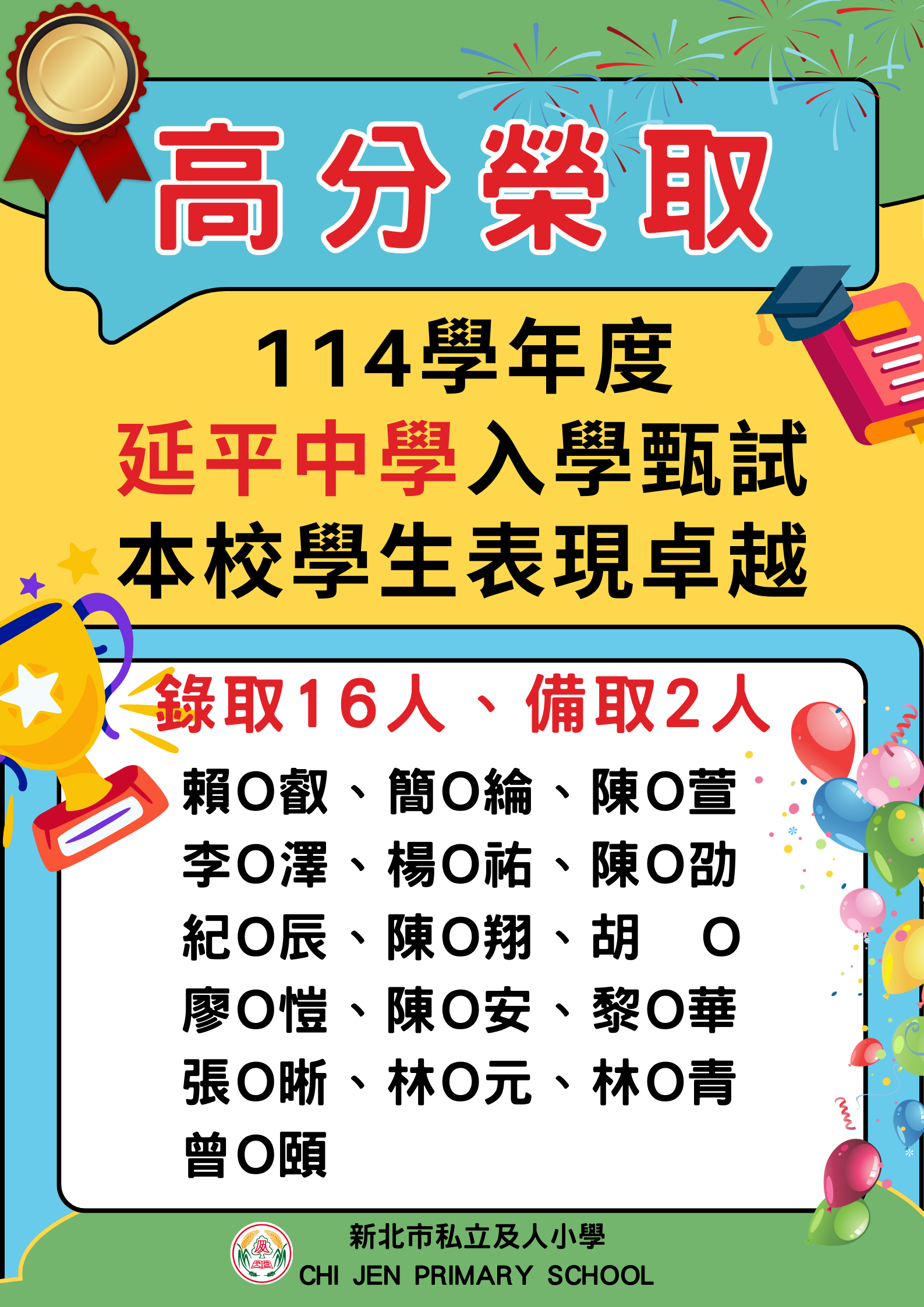 及人小學升學成果優異
